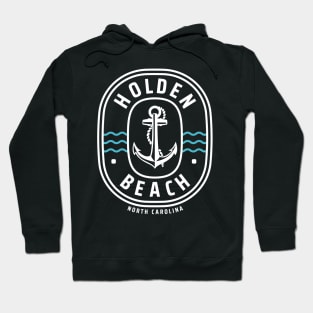 Holden Beach, NC Anchor on Ocean Waves Hoodie